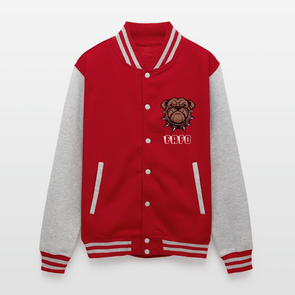 Just Hoods Heavyweight Letterman Jacket - red/heather grey