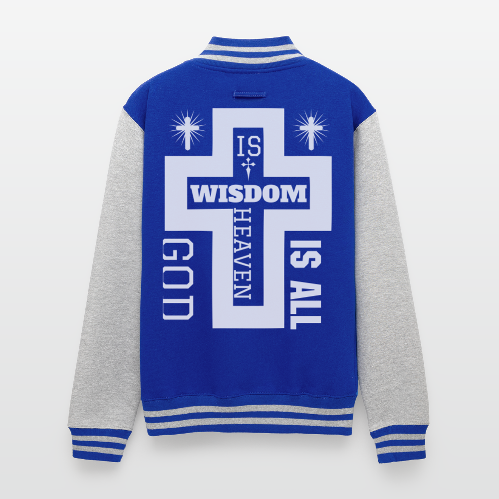 Just Hoods Heavyweight Letterman Jacket - royal/heather grey