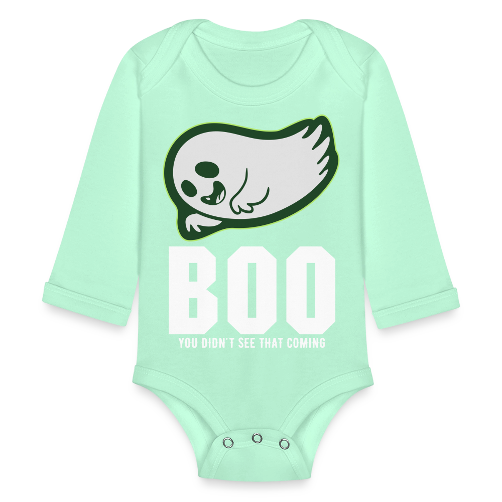 Organic Long Sleeve Baby Bodysuit - light mint