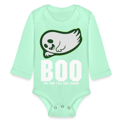 Organic Long Sleeve Baby Bodysuit - light mint