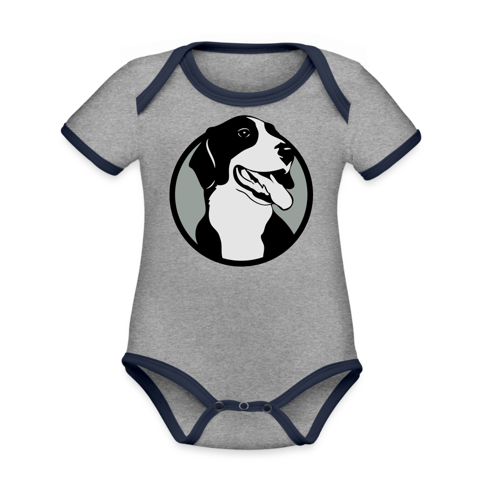 Organic Contrast Short Sleeve Baby Bodysuit - heather gray/navy