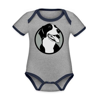 Organic Contrast Short Sleeve Baby Bodysuit - heather gray/navy