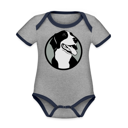 Organic Contrast Short Sleeve Baby Bodysuit - heather gray/navy