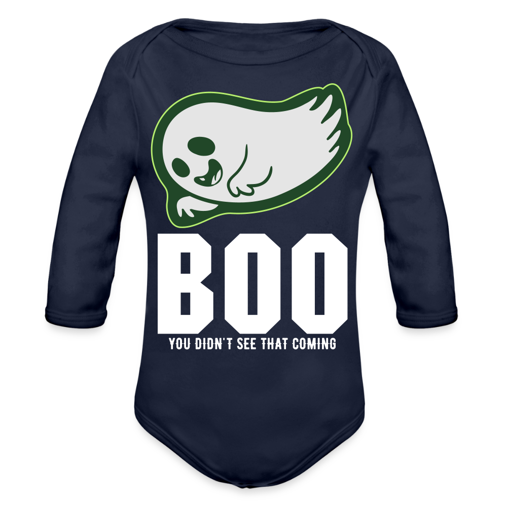 Organic Long Sleeve Baby Bodysuit - dark navy