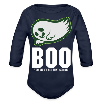 Organic Long Sleeve Baby Bodysuit - dark navy