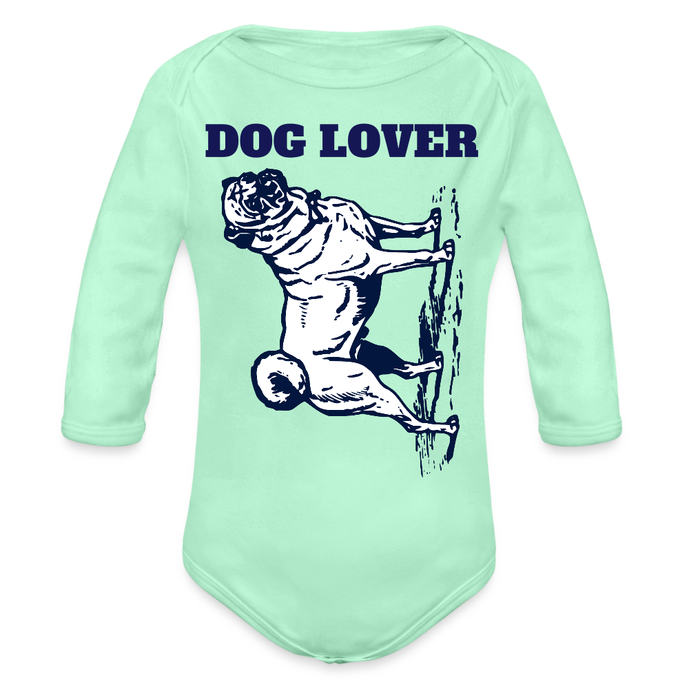 Dog Lover Organic Long Sleeve Baby Bodysuit - light mint