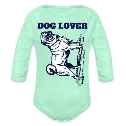 Dog Lover Organic Long Sleeve Baby Bodysuit - light mint