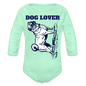 Dog Lover Organic Long Sleeve Baby Bodysuit - light mint