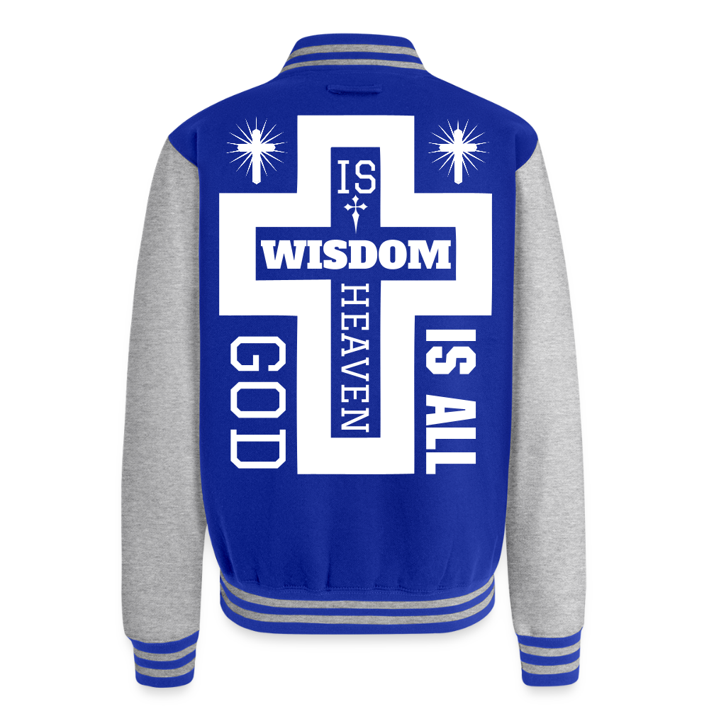 Just Hoods Heavyweight Letterman Jacket - royal/heather grey