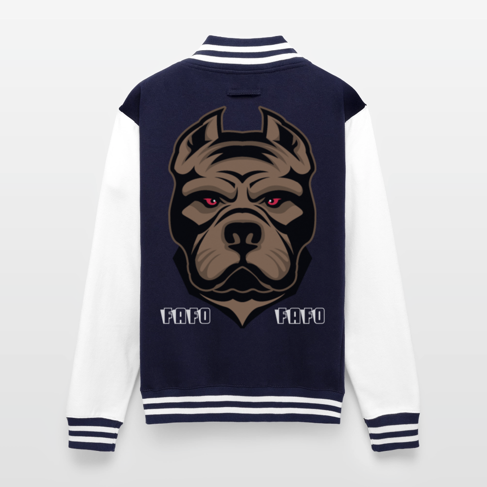 Just Hoods Heavyweight Letterman Jacket - navy/white