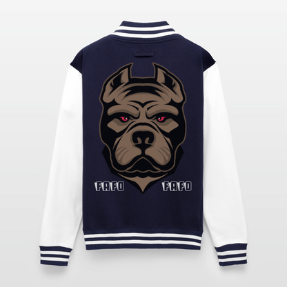 Just Hoods Heavyweight Letterman Jacket - navy/white
