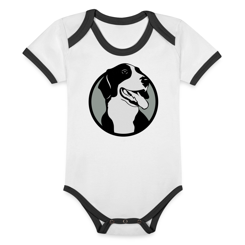 Organic Contrast Short Sleeve Baby Bodysuit - white/black
