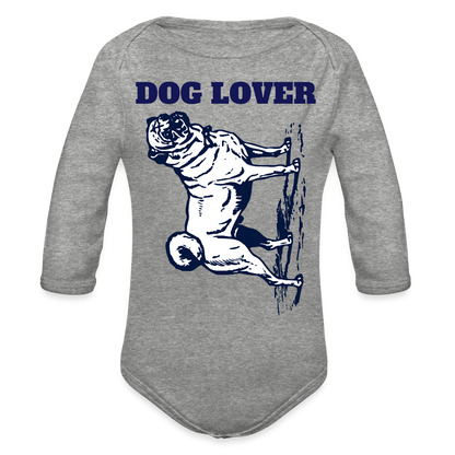 Dog Lover Organic Long Sleeve Baby Bodysuit - heather grey
