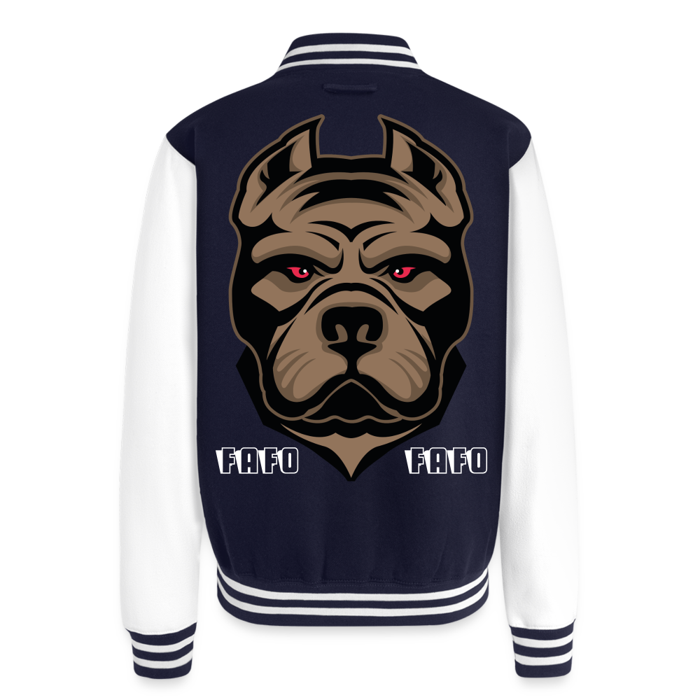 Just Hoods Heavyweight Letterman Jacket - navy/white