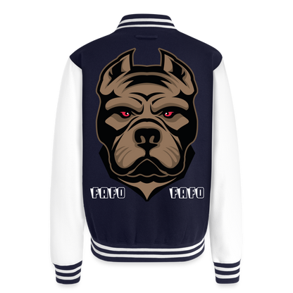 Just Hoods Heavyweight Letterman Jacket - navy/white