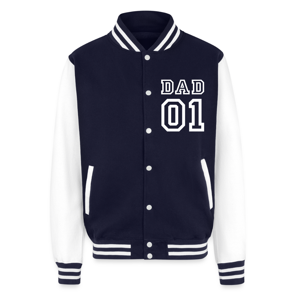 Just Hoods Heavyweight Letterman Jacket - navy/white