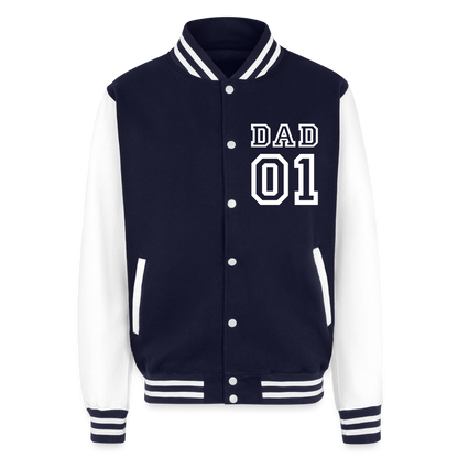 Just Hoods Heavyweight Letterman Jacket - navy/white