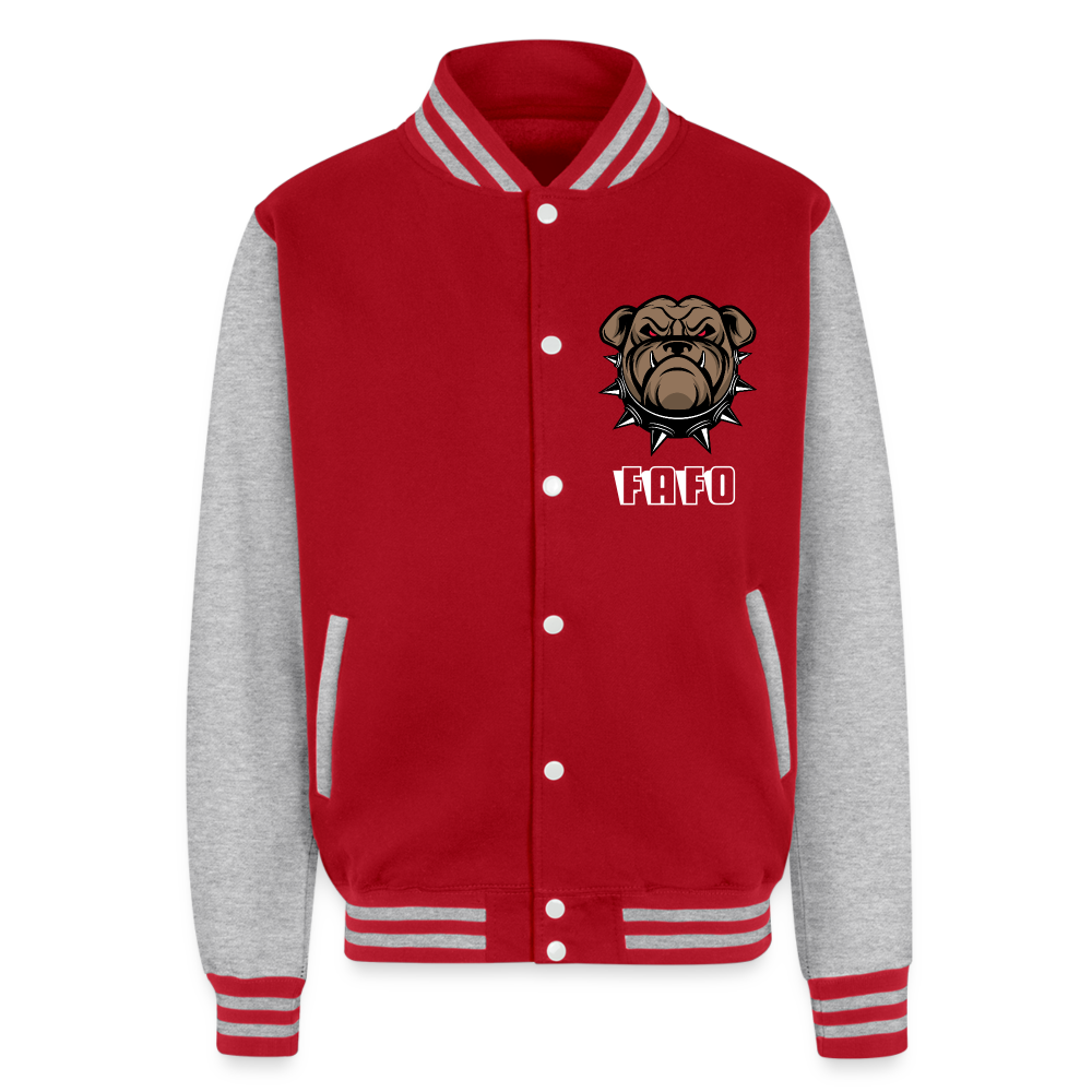 Just Hoods Heavyweight Letterman Jacket - red/heather grey