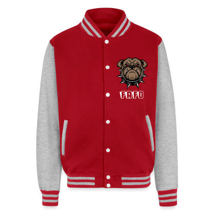 Just Hoods Heavyweight Letterman Jacket - red/heather grey