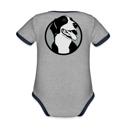 Organic Contrast Short Sleeve Baby Bodysuit - heather gray/navy