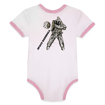 Organic Contrast Short Sleeve Baby Bodysuit - white/pink