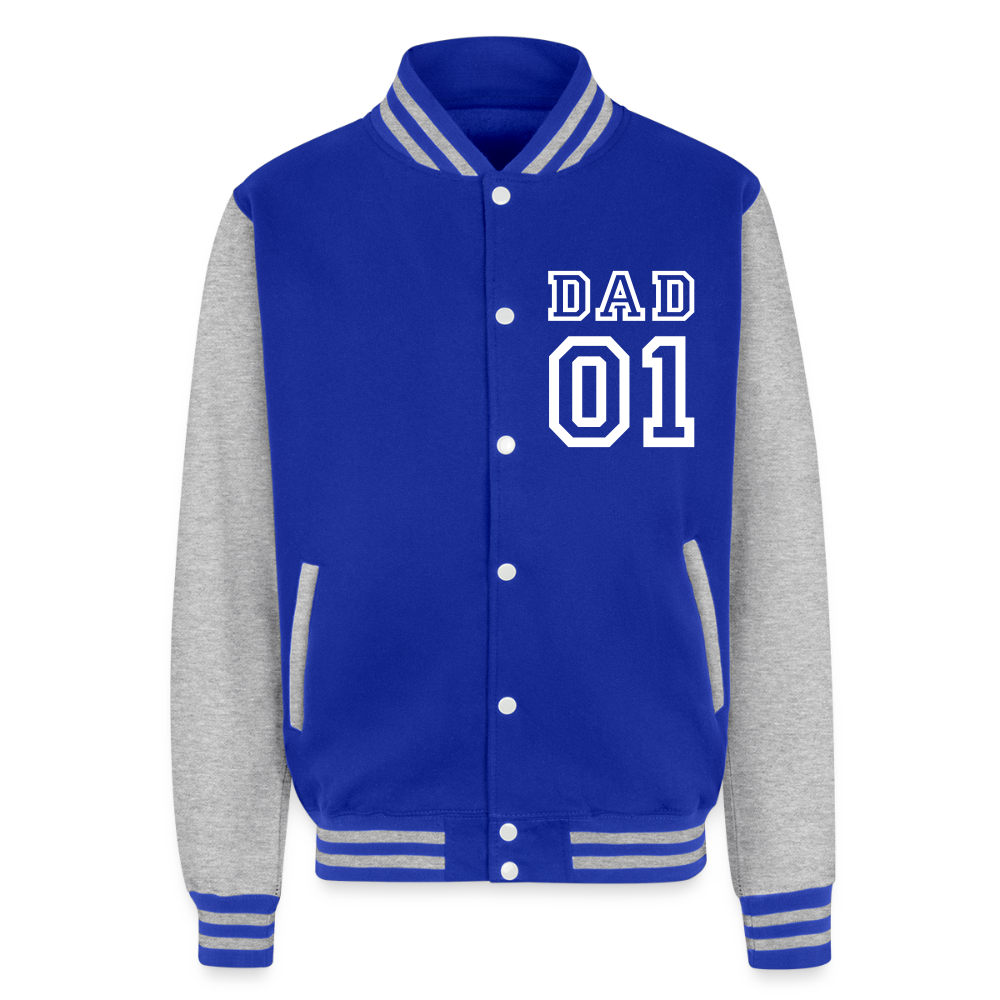 Just Hoods Heavyweight Letterman Jacket - royal/heather grey