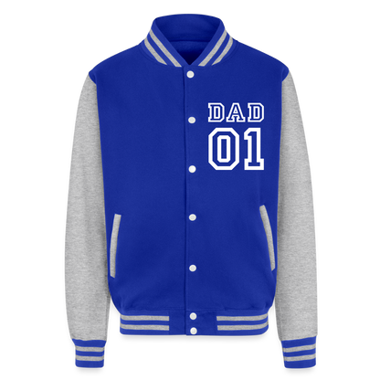 Just Hoods Heavyweight Letterman Jacket - royal/heather grey