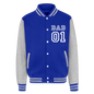 Just Hoods Heavyweight Letterman Jacket - royal/heather grey
