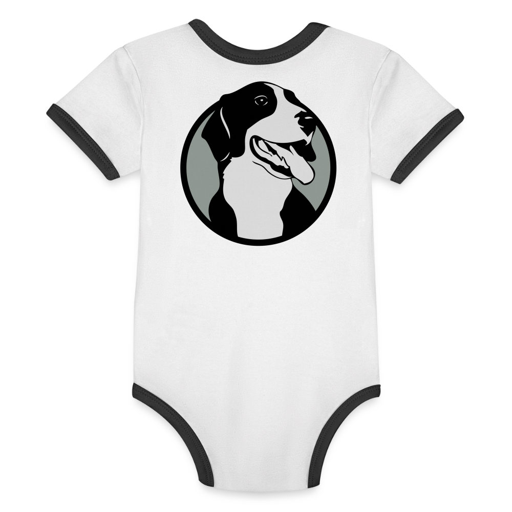 Organic Contrast Short Sleeve Baby Bodysuit - white/black