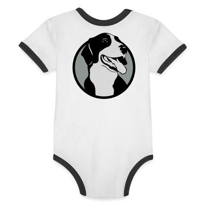 Organic Contrast Short Sleeve Baby Bodysuit - white/black