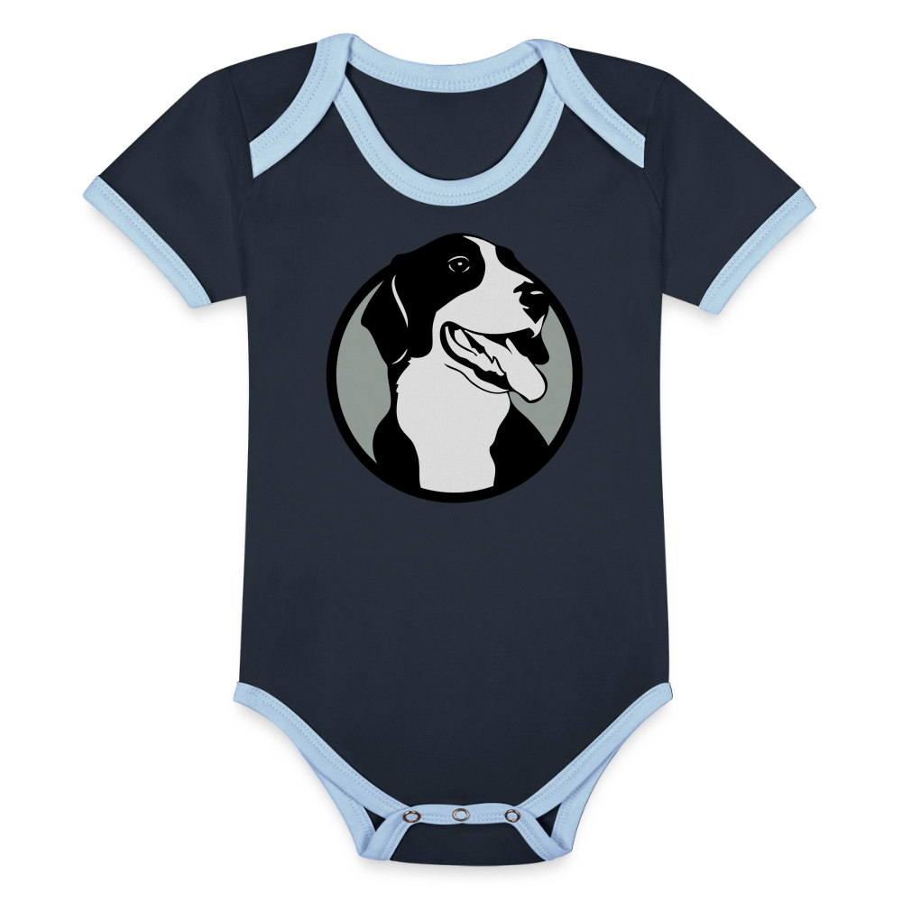 Organic Contrast Short Sleeve Baby Bodysuit - navy/sky