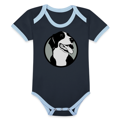 Organic Contrast Short Sleeve Baby Bodysuit - navy/sky