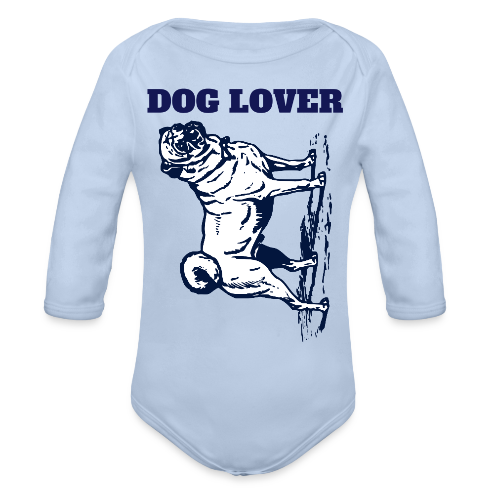 Dog Lover Organic Long Sleeve Baby Bodysuit - sky