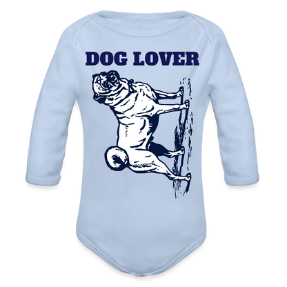 Dog Lover Organic Long Sleeve Baby Bodysuit - sky