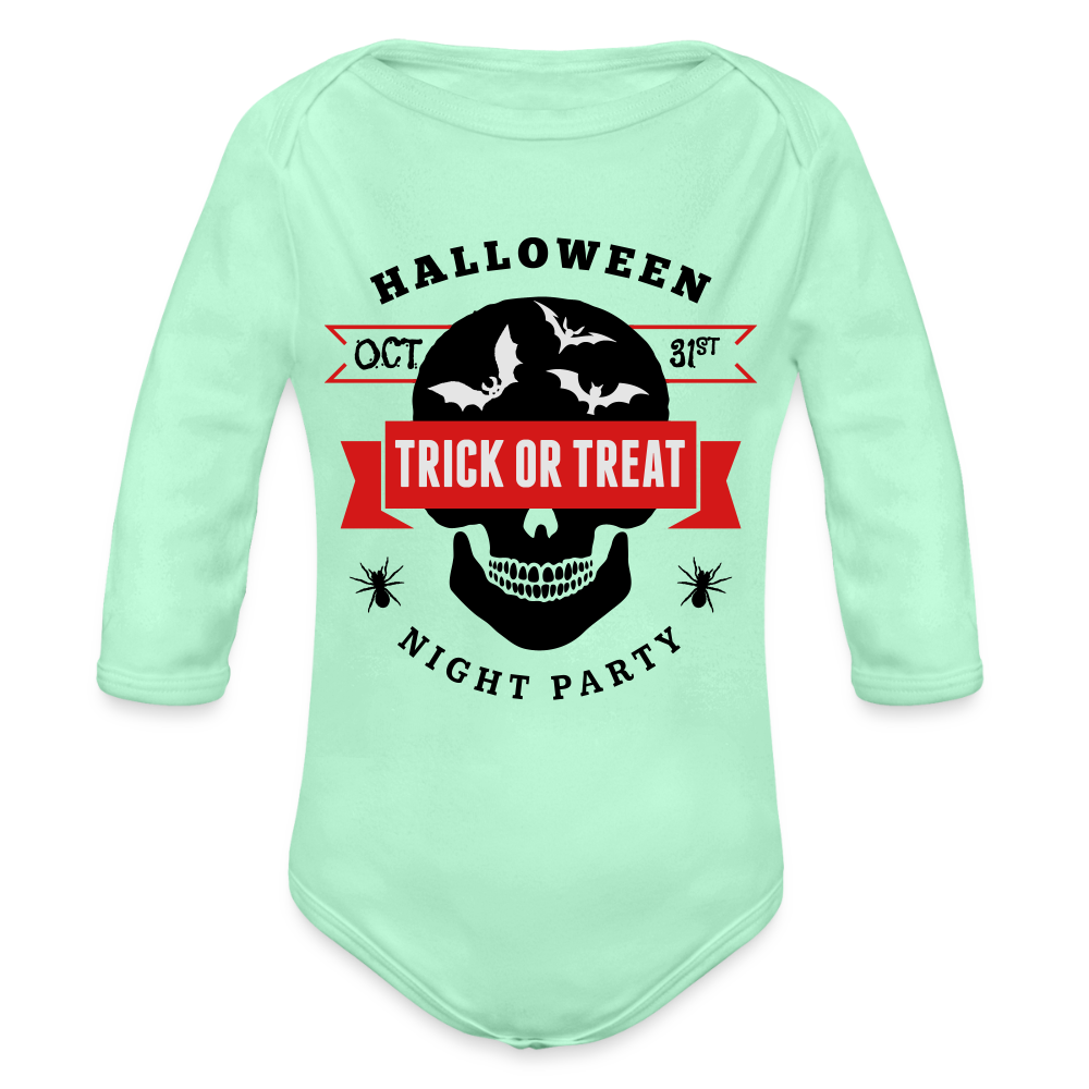 Organic Long Sleeve Baby Bodysuit - light mint