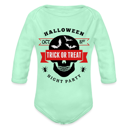Organic Long Sleeve Baby Bodysuit - light mint