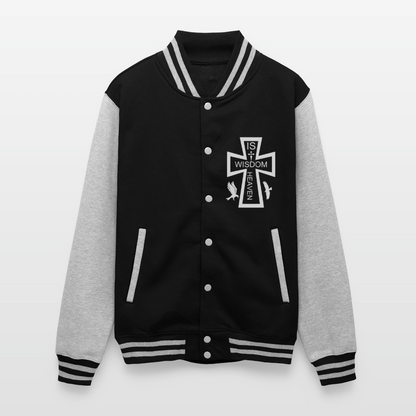 Just Hoods Heavyweight Letterman Jacket - black/heather grey