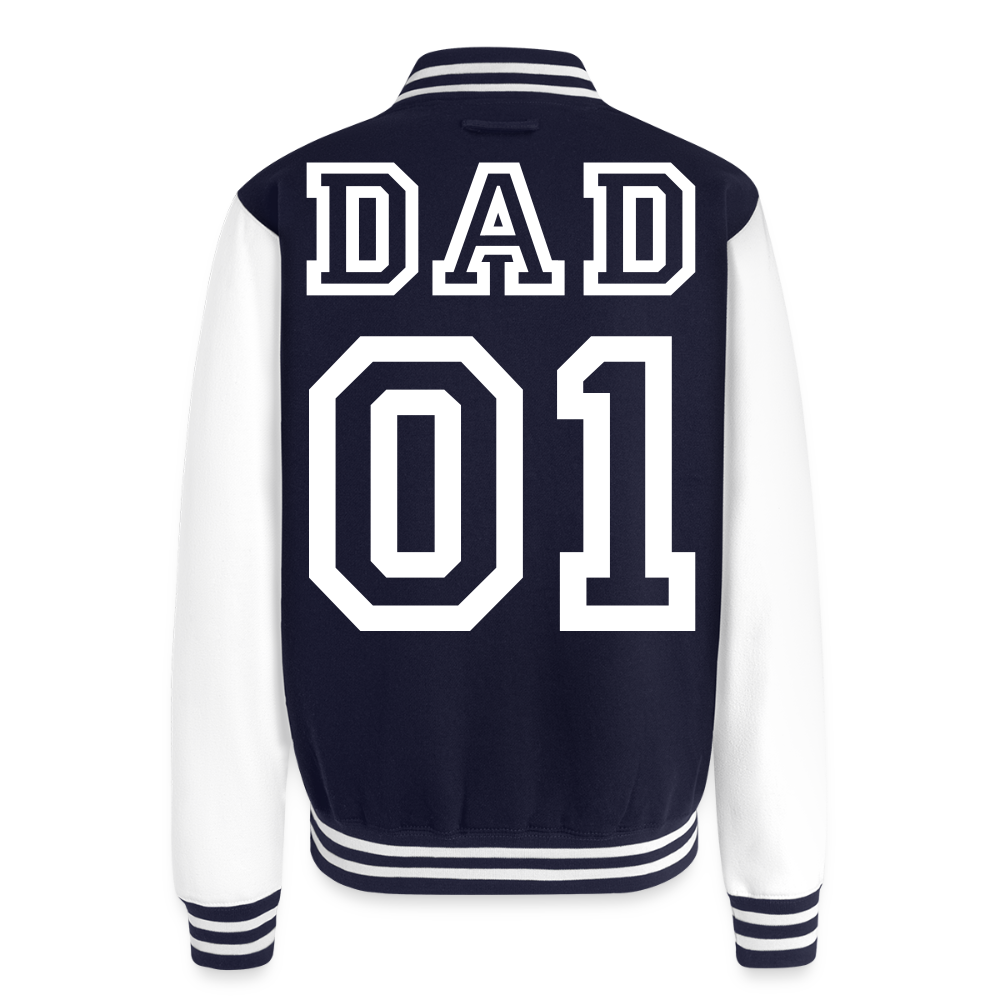 Just Hoods Heavyweight Letterman Jacket - navy/white