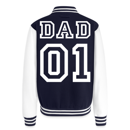 Just Hoods Heavyweight Letterman Jacket - navy/white