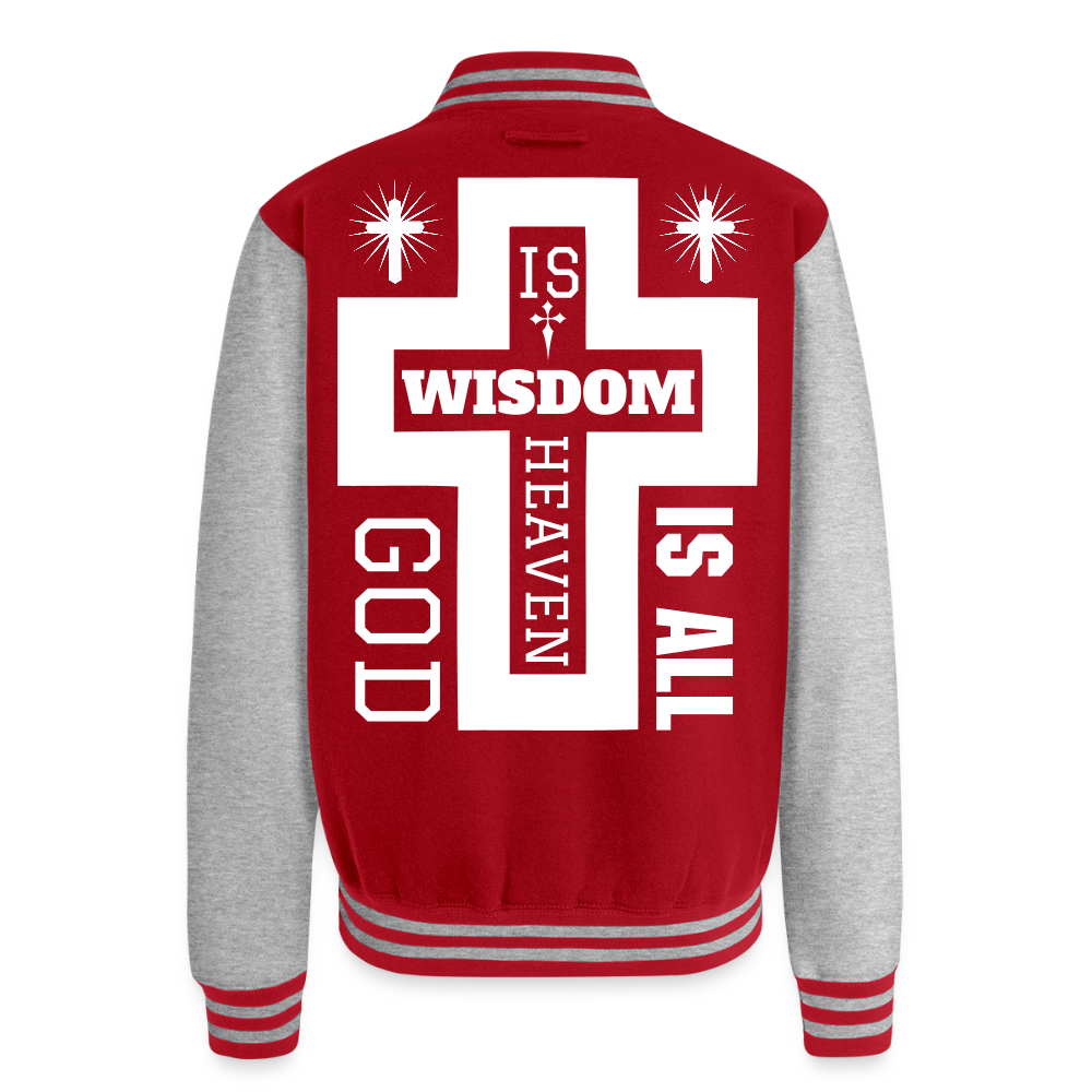 Just Hoods Heavyweight Letterman Jacket - red/heather grey
