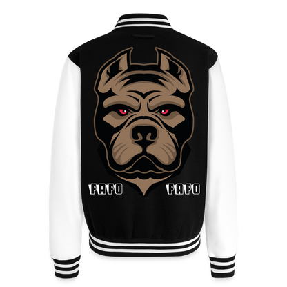 Just Hoods Heavyweight Letterman Jacket - black/white