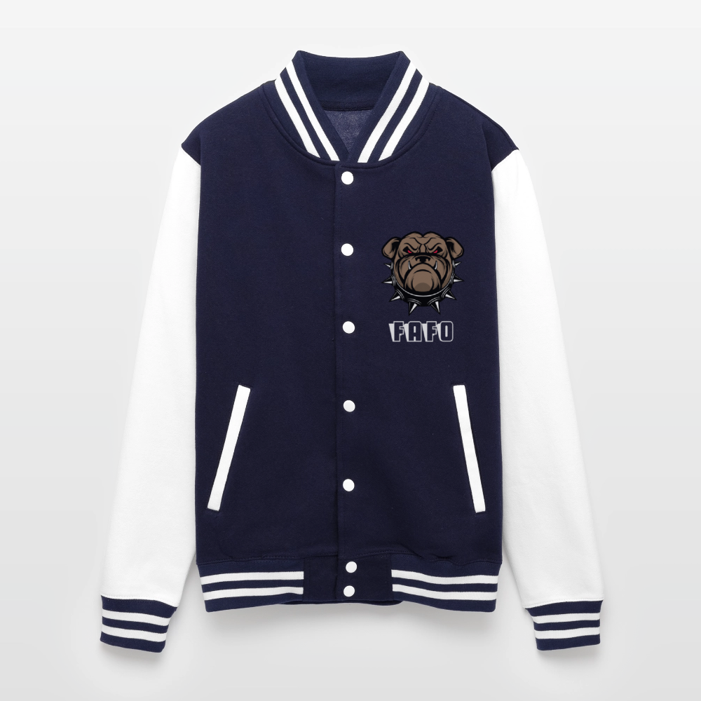 Just Hoods Heavyweight Letterman Jacket - navy/white