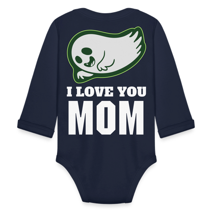 Organic Long Sleeve Baby Bodysuit - dark navy