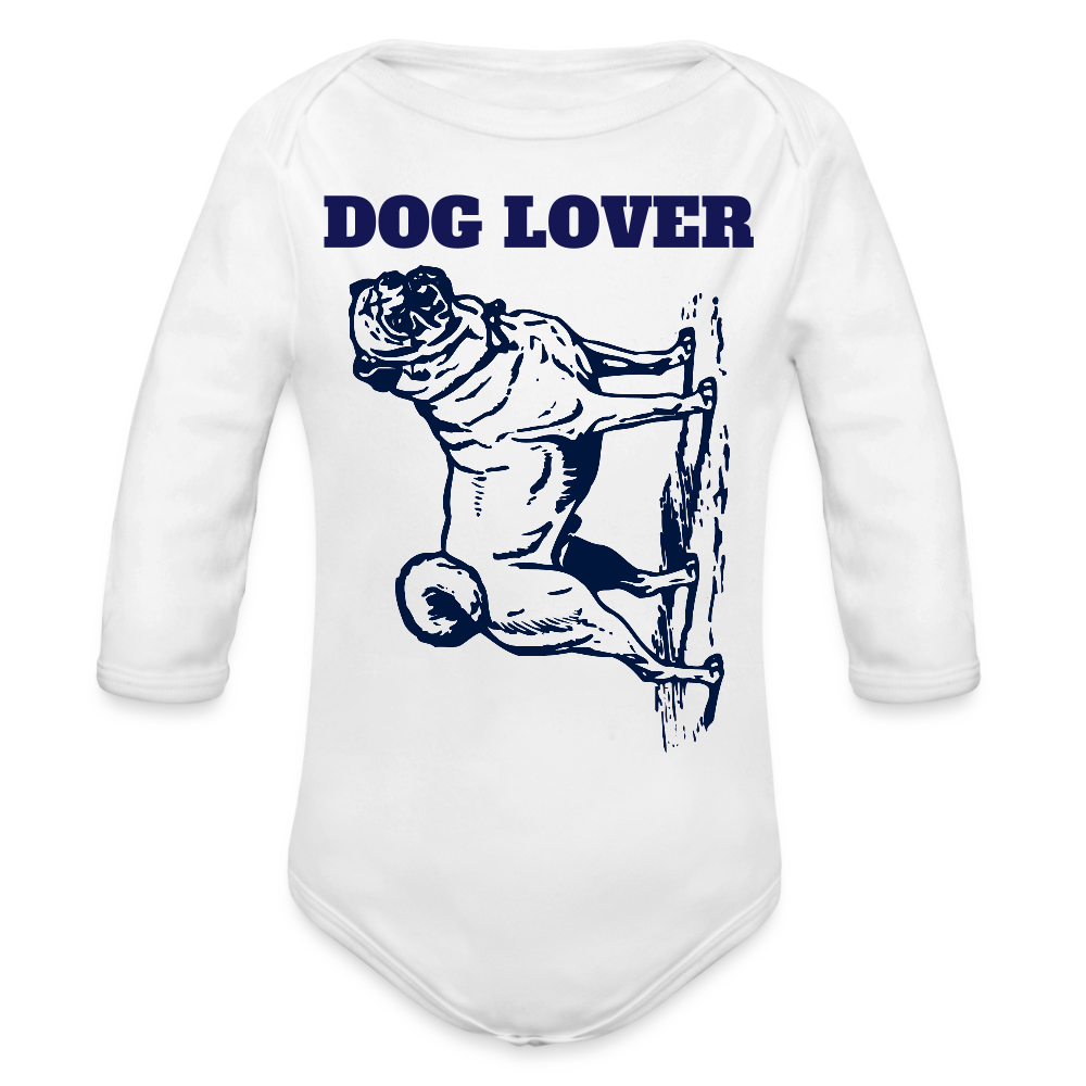 Dog Lover Organic Long Sleeve Baby Bodysuit - white