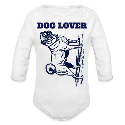 Dog Lover Organic Long Sleeve Baby Bodysuit - white