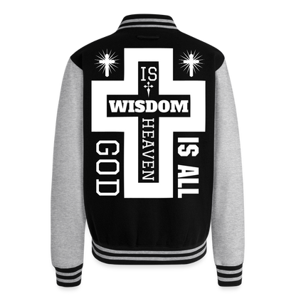 Just Hoods Heavyweight Letterman Jacket - black/heather grey