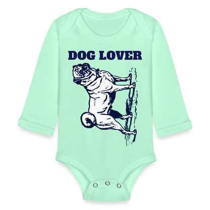 Dog Lover Organic Long Sleeve Baby Bodysuit - light mint