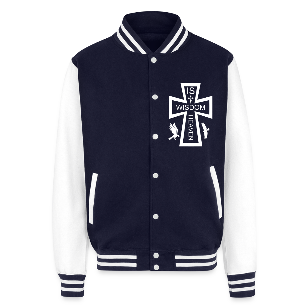 Just Hoods Heavyweight Letterman Jacket - navy/white