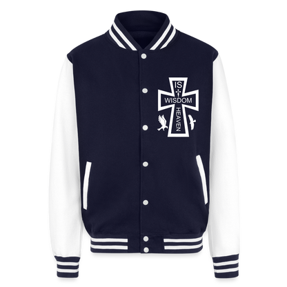 Just Hoods Heavyweight Letterman Jacket - navy/white