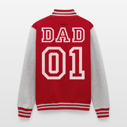 Just Hoods Heavyweight Letterman Jacket - red/heather grey